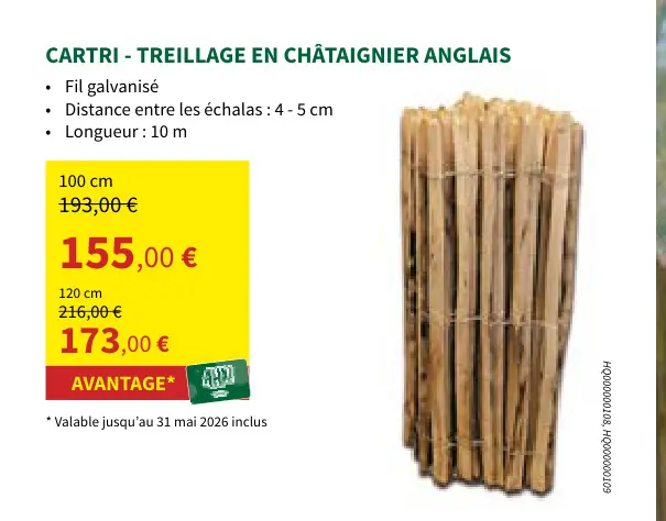 Offre: Treillage en châtaignier anglais