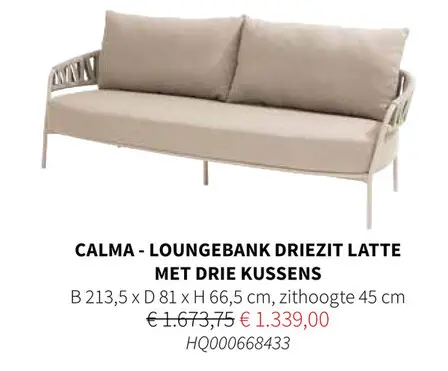 Promotie: Calma - loungebank driezit latte
