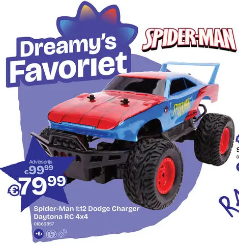 Aanbieding: Spider-Man 1:12 Dodge Charger Daytona RC 4x4