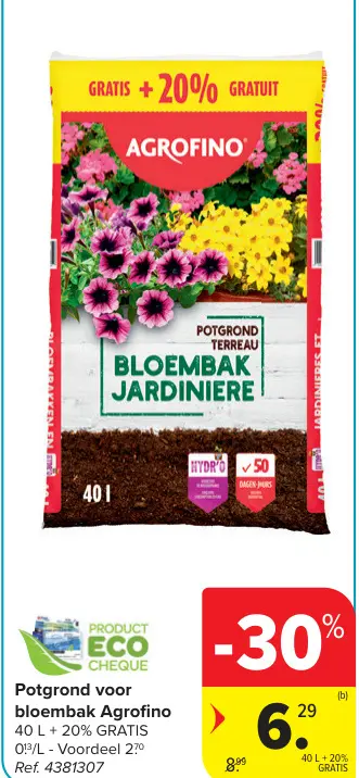 Promotie: Potgrond voor bloembak Agrofino