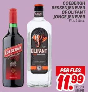 Aanbieding: COEBERGH BESSENJENEVER OF OLIFANT JONGE JENEVER