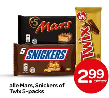 Aanbieding: Mars, Snickers of Twix