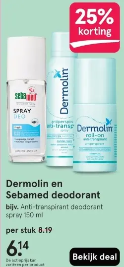 Aanbieding: Dermolin en Sebamed deodorant