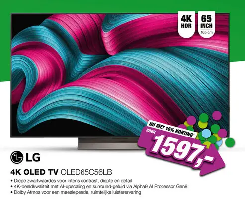 Aanbieding: LG OLED65C56LB 4K TV (2025)