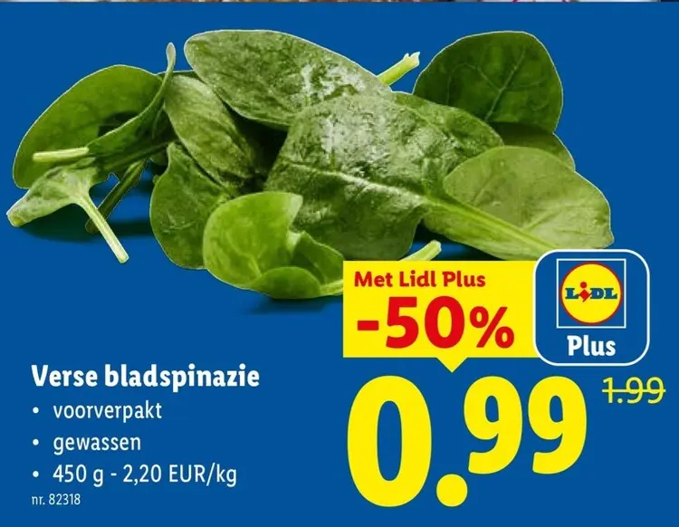 Promotie: Verse bladspinazie