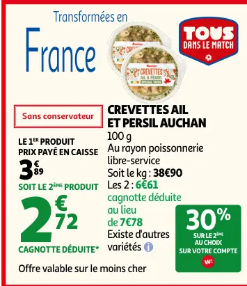 Promotie: Crevettes ail et persil