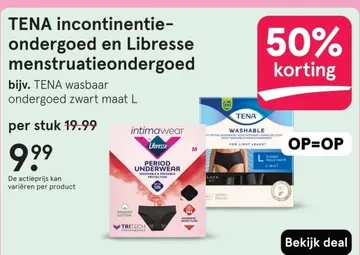 Aanbieding: TENA incontinentie-ondergoed en Libresse menstruatieondergoed