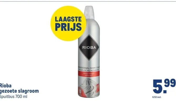 Aanbieding: gezoete slagroom