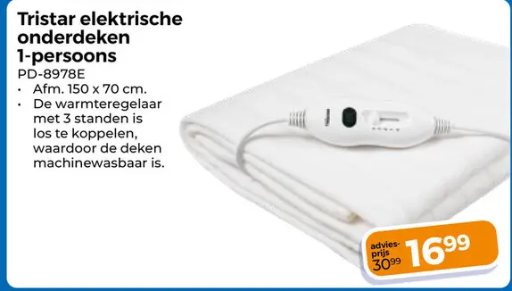 Aanbieding: Tristar elektrische onderdeken 1-persoons
