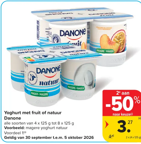 Promotie: Yoghurt met fruit of natuur