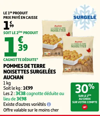 Promotie: Pommes de terre noisettes surgelées
