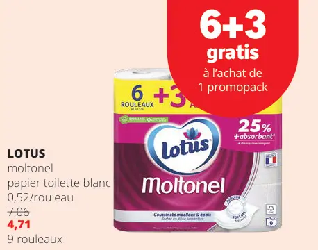 Offre: Moltonel papier toilette blanc