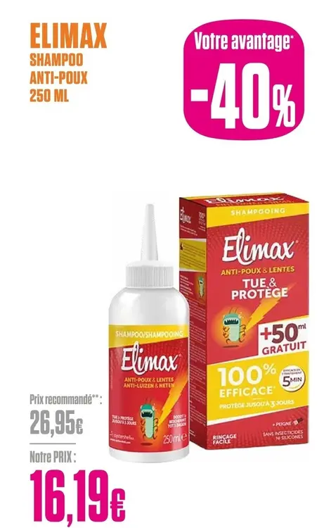 Offre: Elimax Shampoo anti-poux