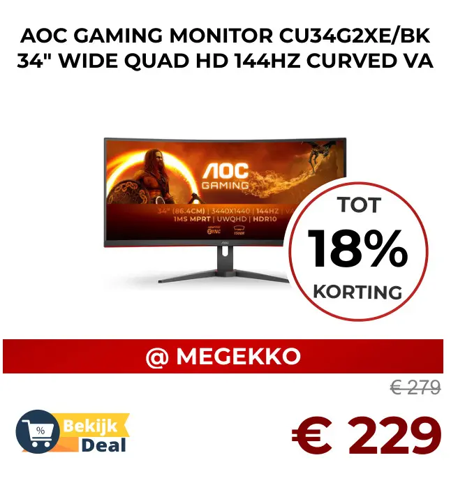 Aanbieding: Aoc gaming monitor cu34g2xe/bk