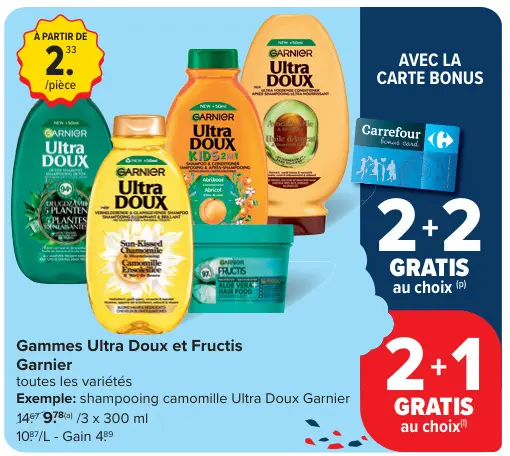 Offre: Gammes Ultra Doux et Fructis