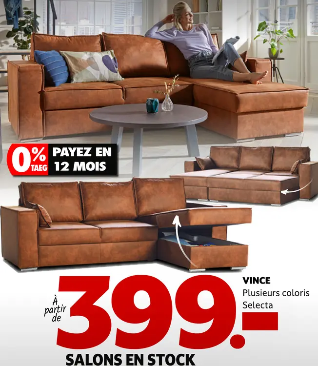 Offre: Selecta Salon d'angle convertible