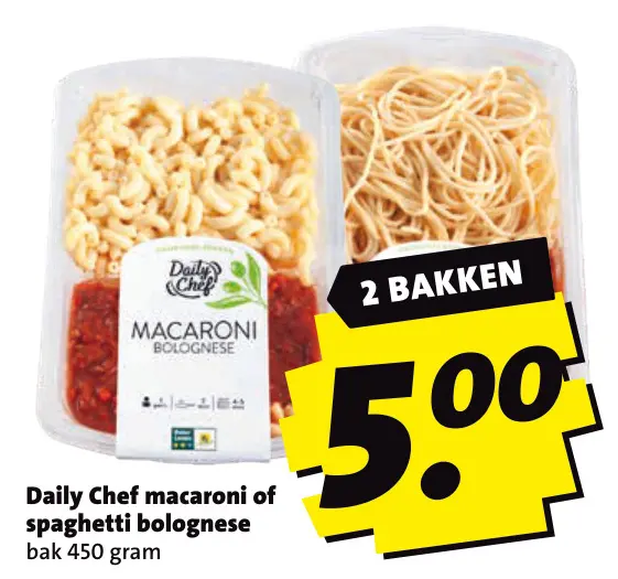 Aanbieding: macaroni of spaghetti bolognese