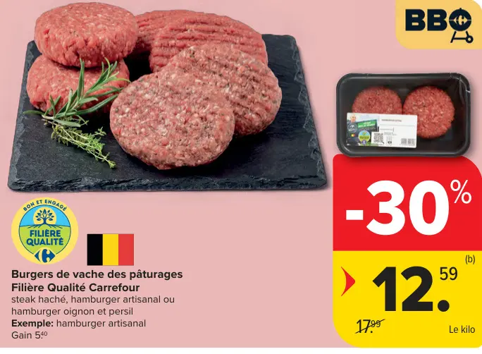 Offre: Burgers de vache des pâturages