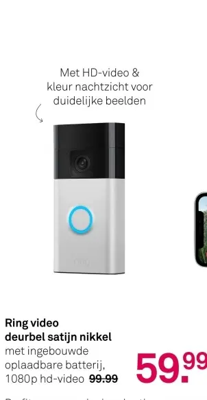 Aanbieding: Ring video deurbel satijn nikkel