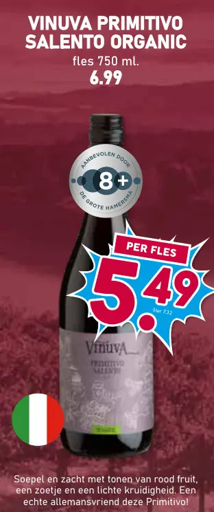 Aanbieding: Vinuva primitivo salento organic
