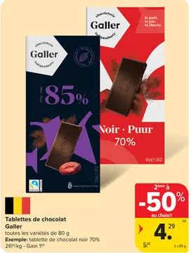Offre: Tablettes de chocolat Galler