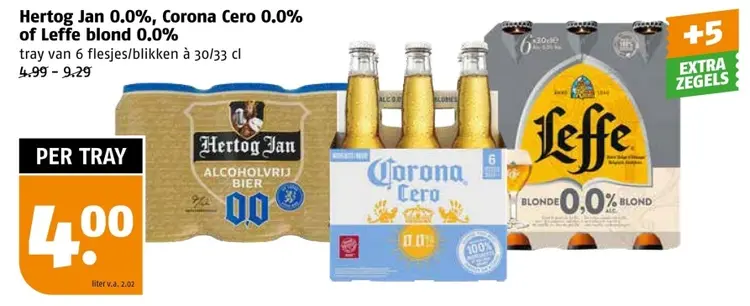 Aanbieding: Hertog Jan 0.0%, Corona Cero 0.0% of Leffe blond 0.0%