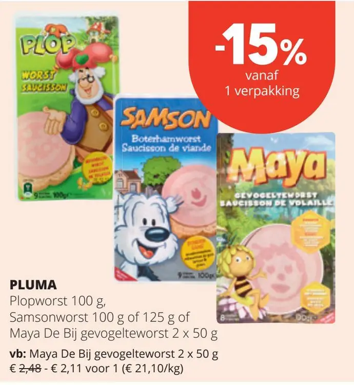 Aanbieding: Plopworst, Samsonworst of Maya De Bij gevogelteworst