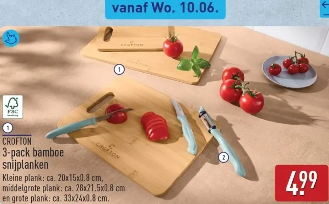 Aanbieding: 3-pack bamboe snijplanken