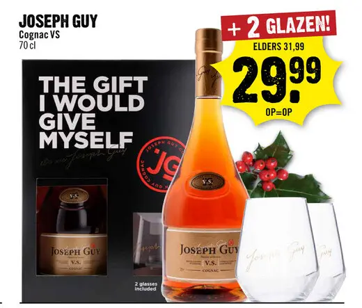 Aanbieding: Joseph Guy V.S. Cognac + 2 Glazen 70 cl