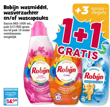 Aanbieding: Robijn wasmiddel, wasverzachter en/of wascapsules