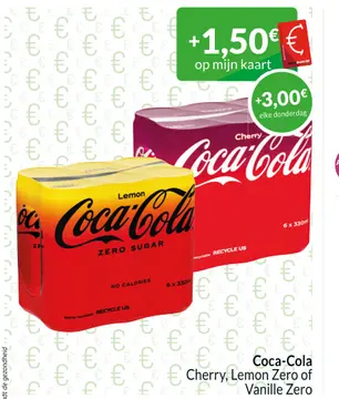 Aanbieding: Coca-Cola Cherry, Lemon Zero of Vanille Zero
