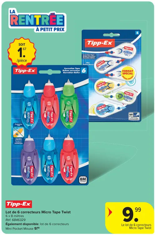 Offre: Lot de 6 correcteurs Micro Tape Twist
