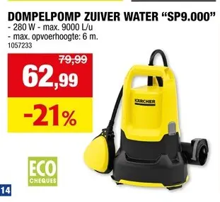 Promotie: Karcher SP 9000 vlakzuigende dompelpomp 280W