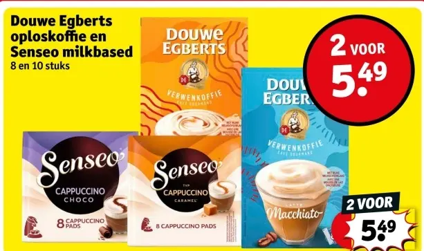 Aanbieding: Douwe Egberts oploskoffie en Senseo milkbased