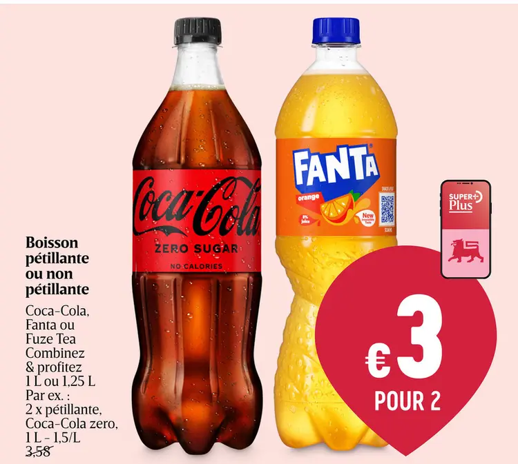 Offre: Boisson pétillante ou non pétillante