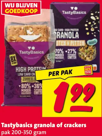 Aanbieding: TastyBasics Granola of crackers