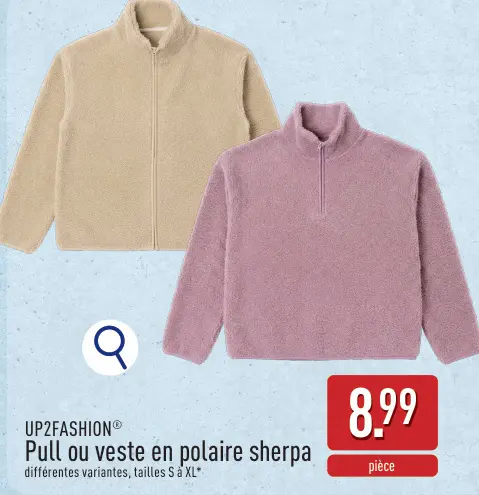 Offre: Pull ou veste en polaire sherpa