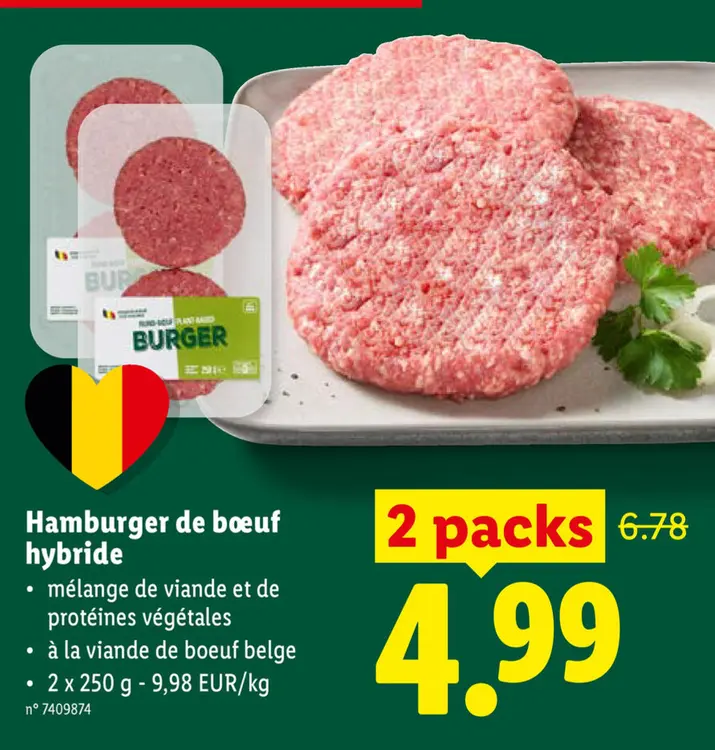 Offre: Hamburger de bœuf hybride