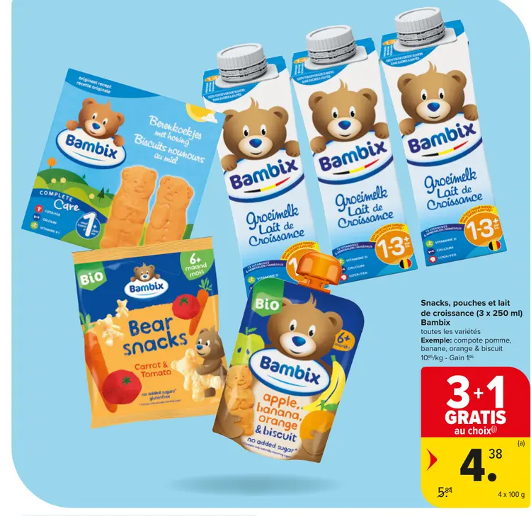 Offre: Snacks, pouches et lait de croissance