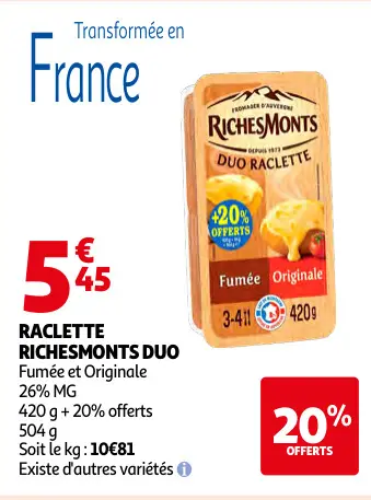 Promotie: Raclette RICHESMONTS duo
