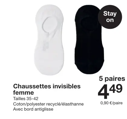 Offre: Chaussettes invisibles femme