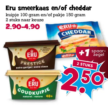 Aanbieding: smeerkaas en/of cheddar