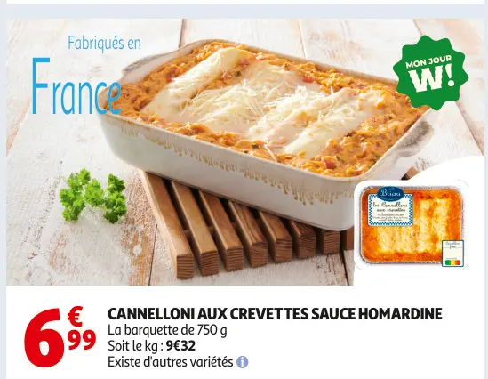 Promotie: Cannelloni aux crevettes sauce homardine