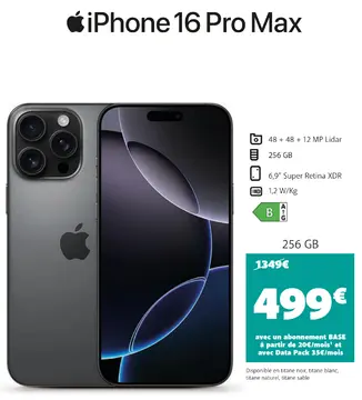Offre: iPhone 16 Pro Max