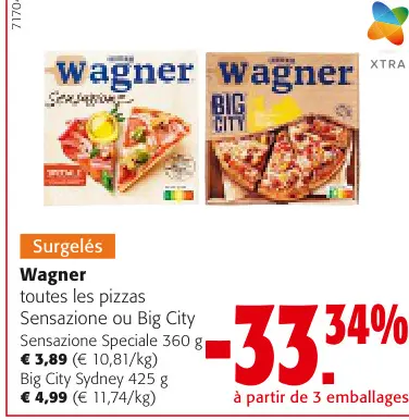 Offre: Wagner toutes les pizzas