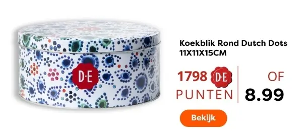 Aanbieding: Koekblik Rond Dutch Dots
