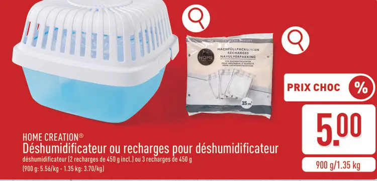 Offre: Déshumidificateur ou recharges pour déshumidi