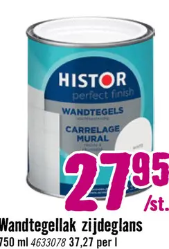 Aanbieding: HISTOR Perfect Finish Wandtegels lak zijdeglans wit 750 ml