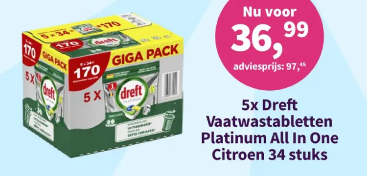 Promotie: Vaatwastabletten Platinum All In One Citroen