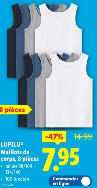 Offre: Maillots de corps